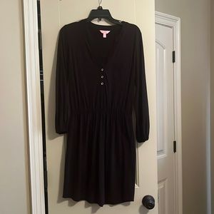 Long sleeve black cotton dress by Lilly Pulitzer